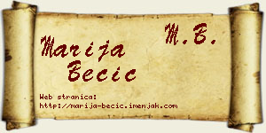 Marija Becić vizit kartica